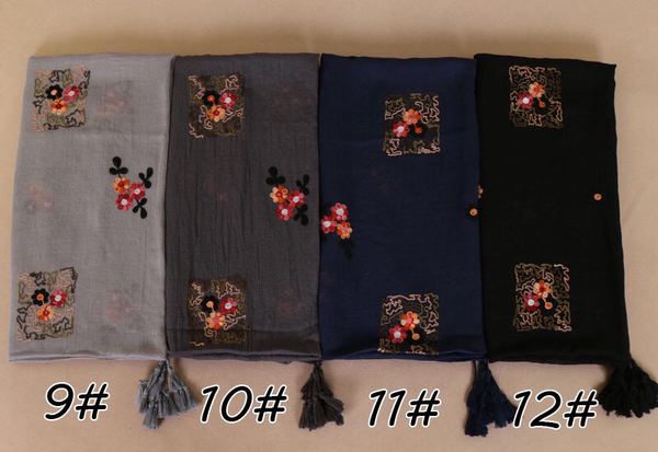 Maryam's Diamond Style Latest Gradual Colour Tassels Soft Cotton Hijab