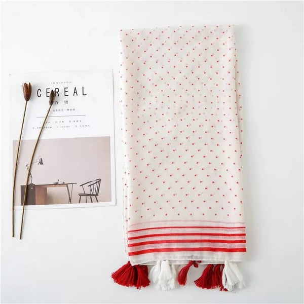Maryam's Diamond Style Polka Dot Cotton Viscose Tassel Hijabs