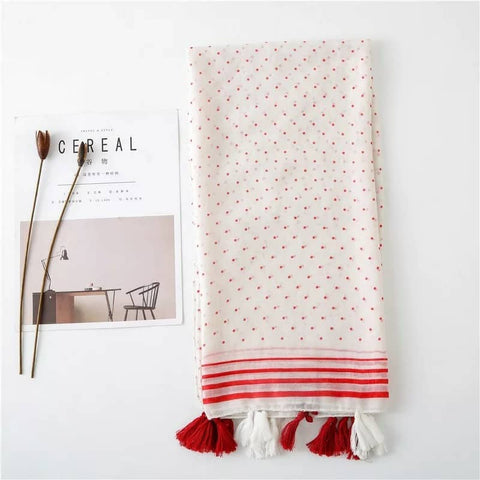 Maryam's Diamond Style Polka Dot Cotton Viscose Tassel Hijabs