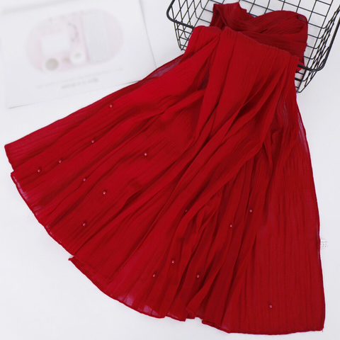 Maryam's Diamond Style Pleated Chiffon Crumple with Pearls Hijab