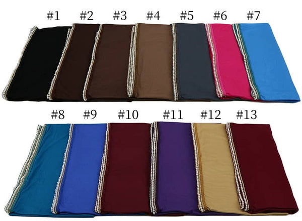 Maryam's Diamond Style Premium Pearls Chain Jersey Hijab/Shawl