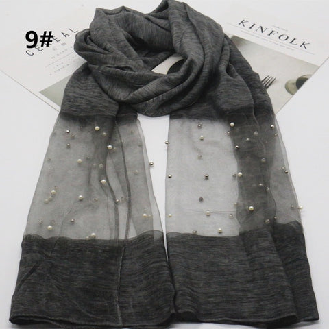 Maryam's Diamond Style Organza Pearl Soft Hijab/Shawl